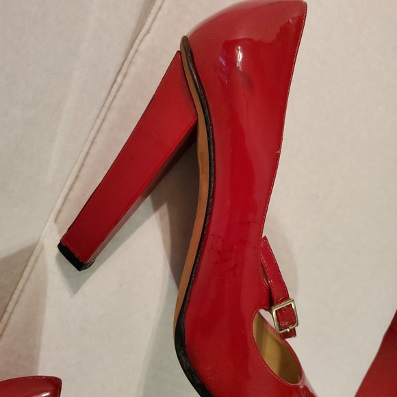Jimmy Choo Red Tee Strap Heels Size 8 (Eur 39) - Picture 3 of 5